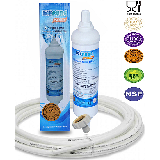 Icepure Filtre à eau pour LG 3219JA3001E (incl. tuyau et raccord de robinet) (Set)