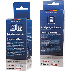 Siemens – Kit d’entretien machine à café : Pastilles de détartrage + pastilles de nettoyage 00312261