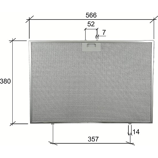 Alapure Metal filter suitable for Whirlpool 488000302744 565x380x8mm Alapure Metal filter suitable for Whirlpool 488000302744 565x380x8mm