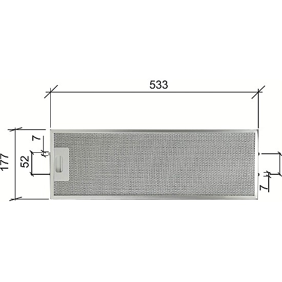 Alapure Metal filter suitable for Whirlpool 481248058305 533x177x10mm Alapure Metal filter suitable for Whirlpool 481248058305 533x177x10mm