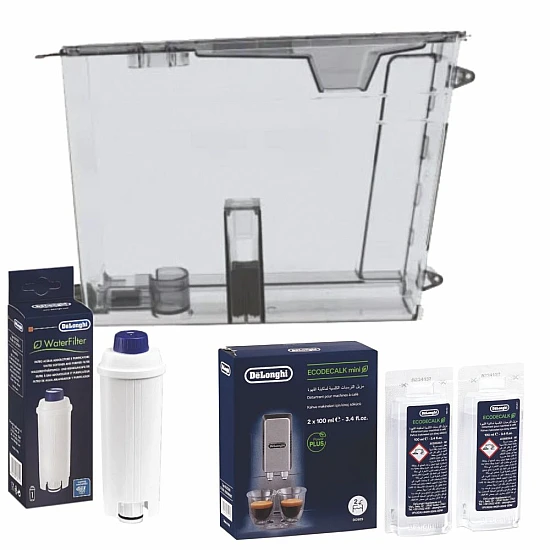 Delonghi Maintenance Kit Machine à café Réservoir deau + Filtre à eau + Détartreur AS00007802 Delonghi Maintenance Kit Machine à café Réservoir deau + Filtre à eau + Détartreur AS00007802